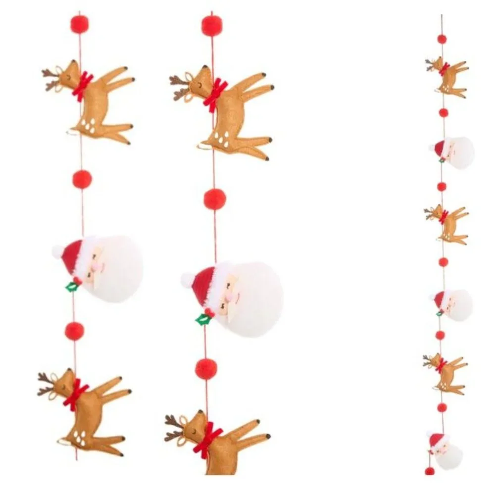 NWT RAZ IMPORTS FELT Spirited Melody Garland SANTA/REINDEER KIDS GARLAND 3.5'